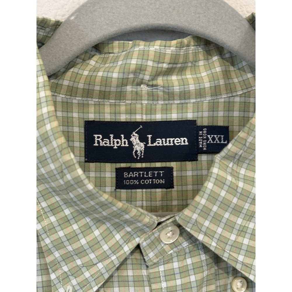 Ralph Lauren‎ Bartlett Button Down Shirt Men's 2XL Green Plaid 100% Cotton - Picture 3 of 4